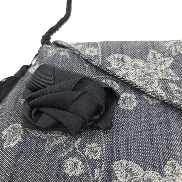 Handmade Mini Purse Bag Rose Gray Black Rope Strap Dance Gift Floral Christmas - Picture 3 of 11
